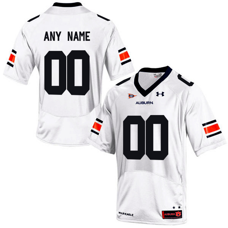 Men Under Armour Customized Auburn Tigers College Football Jersey  White->->Custom Jersey